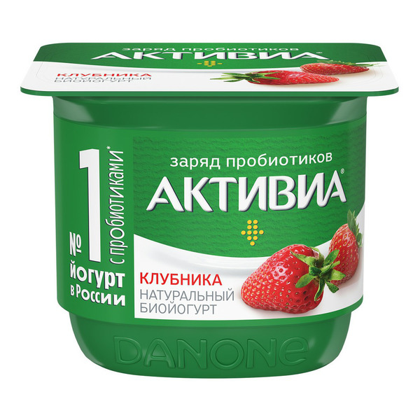 БИОЙОГУРТ ОБОГАЩ.КЛУБНИК 2,9% АКТИВИА 130Г