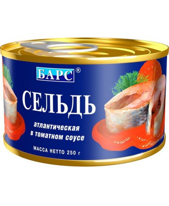 СЕЛЬДЬ В ТОМАТ.СОУСЕ БАРС 250Г