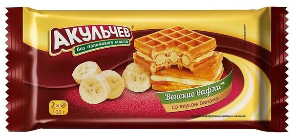 ВАФЛИ ВЕНСКИЕ СО ВК.БАН.АКУЛЬЧЕВ 100Г
