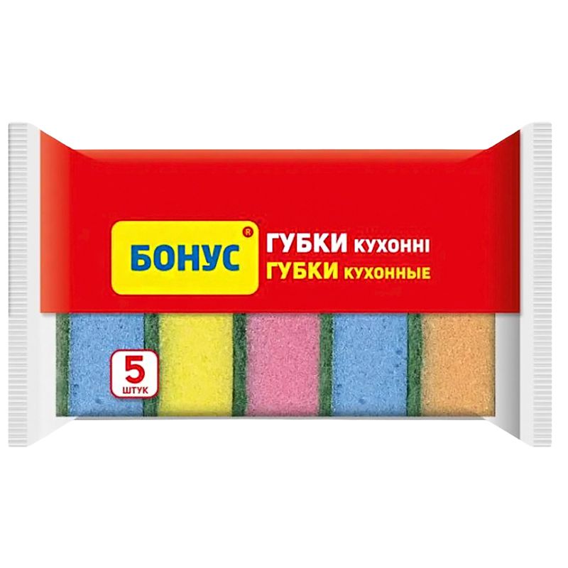 ГУБКА КУХОННАЯ БОНУС 5ШТ