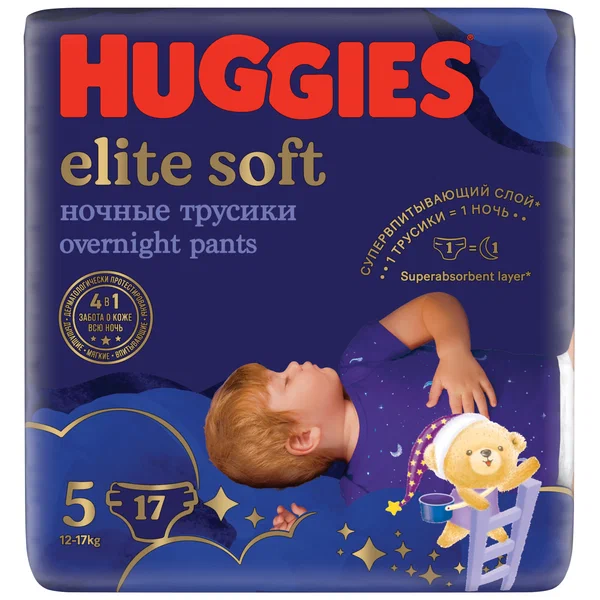 ПОДГУЗНИКИ HUGGIES ELITESOFT 5 РАЗ.17ШТ