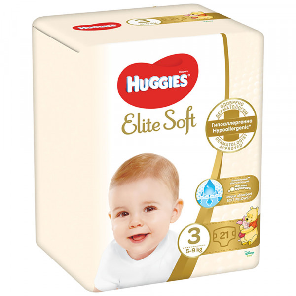 ПОДГУЗНИКИ ELITESOFT РАЗ.3 HUGGIES 21ШТ