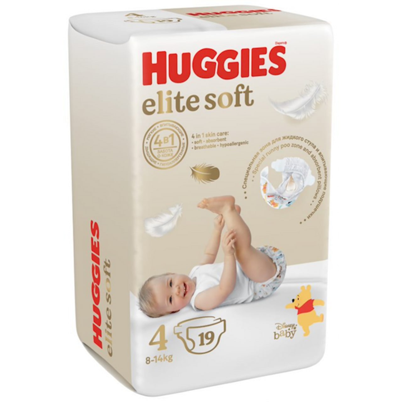 ПОДГУЗНИКИ ELITESOFT РАЗ.4 HUGGIES 19ШТ