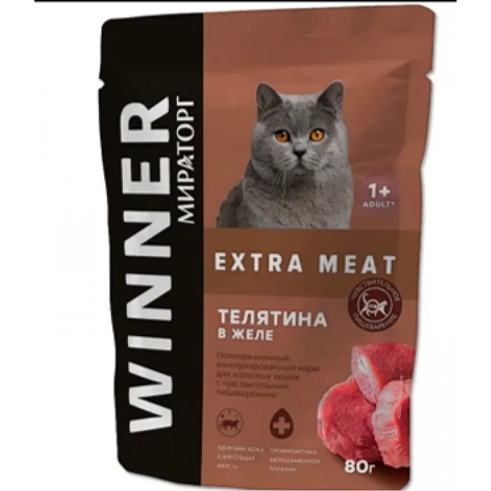 КОРМ Д/КОШ.С ТЕЛ.В ЖЕЛЕ WINNER EXTRA 80Г