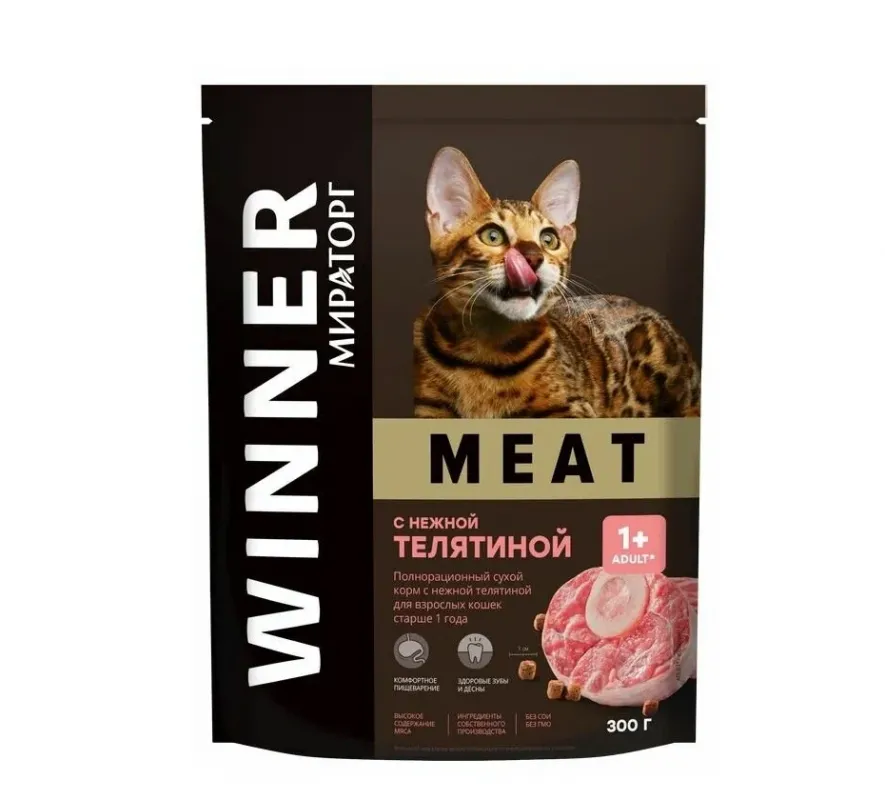 КОРМ Д/КОШЕК С НЕЖ.ТЕЛЯТИНОЙ WINNER 300Г